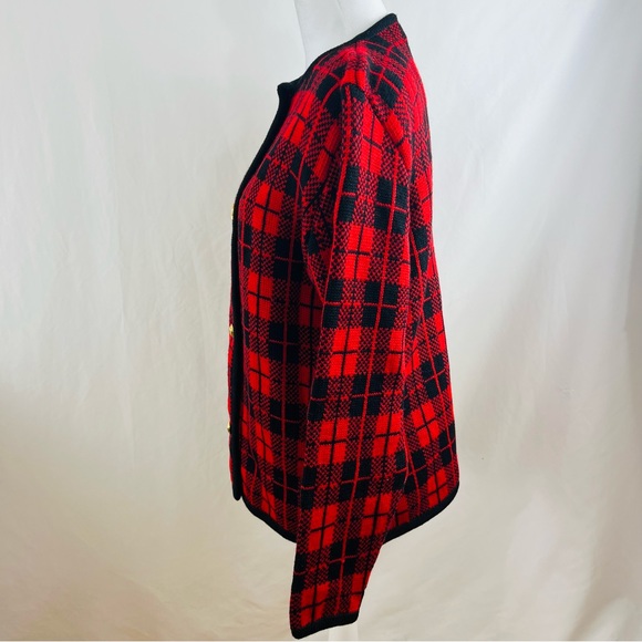 Vintage Brooks Brothers Ted Plaid 100% Wool Knit Cardigan/Blazer - Picture 4 of 11
